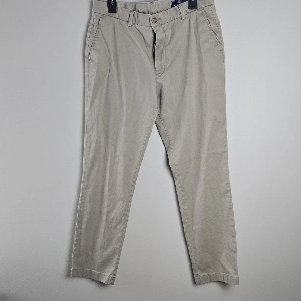 Vineyard‎ Vines Mens Breaker Chino Pants Khaki Tan Stretch Straight 34x32 Logo